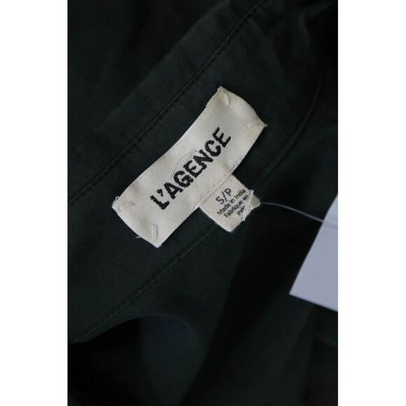 L'Agence Womens Cotton Long Sleeve Collared Button-Down Shirt Green Size S - Picture 6 of 6